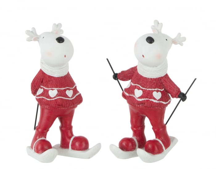 Set 2 figurine Reindeer Skiing, Rasina, Multicolor, 8.5x8.5x16 cm