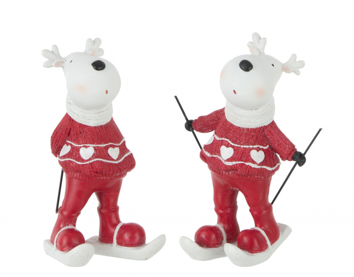 Set 2 figurine Reindeer Skiing, Rasina, Multicolor, 8.5x8.5x16 cm