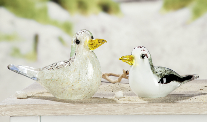 Set 2 figurine seagull Larus, sticla, multicolor, 13x6.5x7 cm
