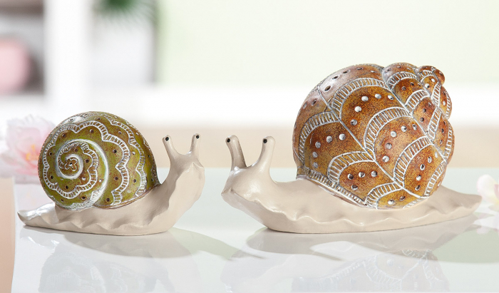 Set 2 figurine Snail Rosi, rasina, multicolor, 11x6x6 cm