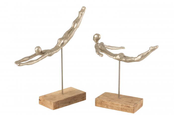 Set 2 figurine Swimmer, Rasina, Argintiu, 36x9x37.5 cm