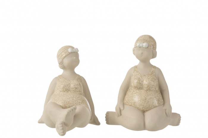 Set 2 figurine Woman Bathing Suit, Ceramica, Bej, 29x10x19 cm