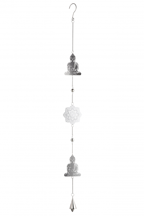 Set 2 ghirlande Buddha, Otel, Argintiu, 10x102x3 cm [5]