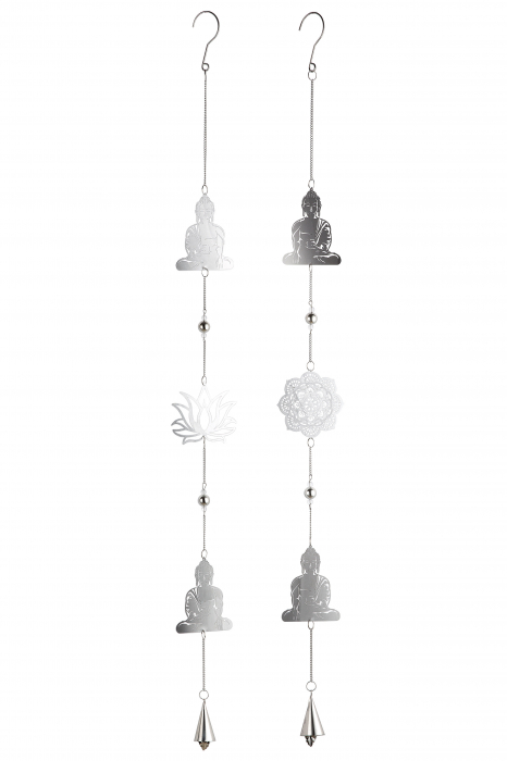 Set 2 ghirlande Buddha, Otel, Argintiu, 10x102x3 cm [3]