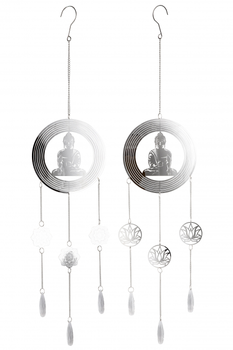 Set 2 ghirlande Buddha, Otel, Argintiu, 18x80x1 cm [2]
