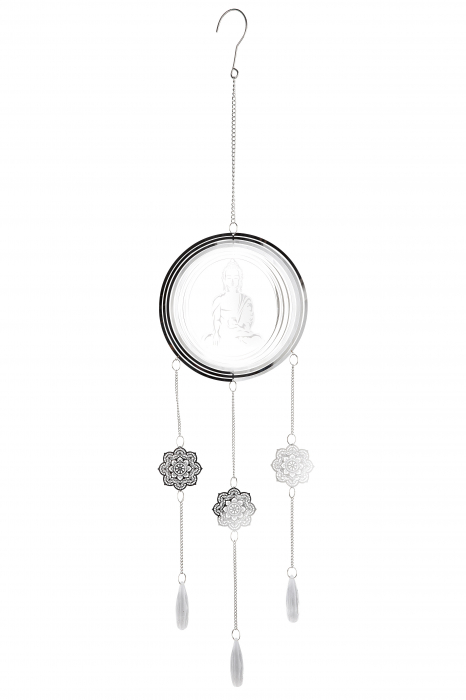 Set 2 ghirlande Buddha, Otel, Argintiu, 18x80x1 cm [6]