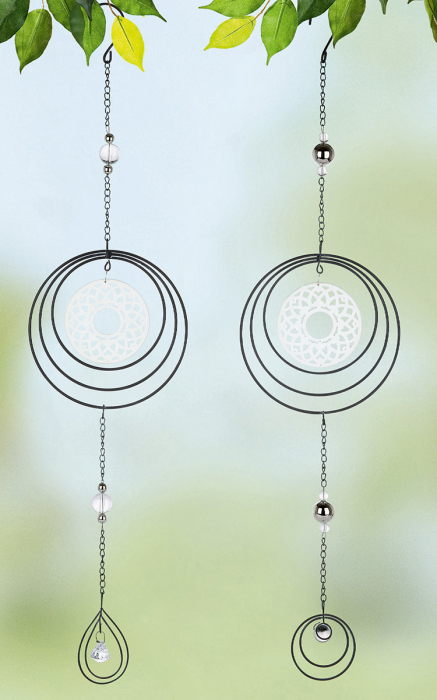 Set 2 ghirlande Circle Mandala, metal, argintiu, 15x61x1 cm