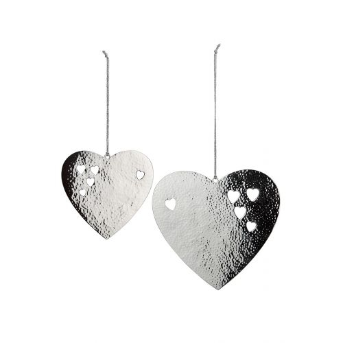 Set 2 ghirlande Heart, Aluminiu, Argintiu, 0.5x15x16 cm