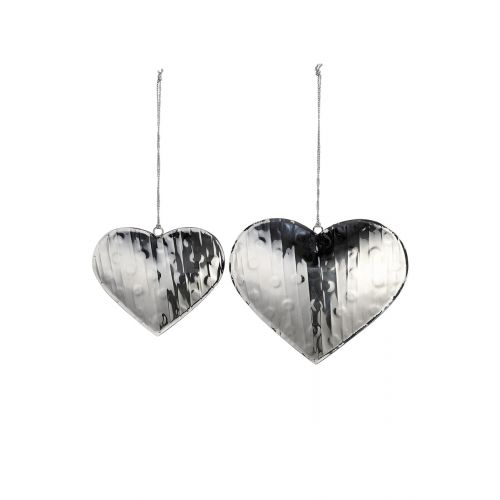 Set 2 ghirlande Heart, Aluminiu, Argintiu, 3x15x12.5 cm