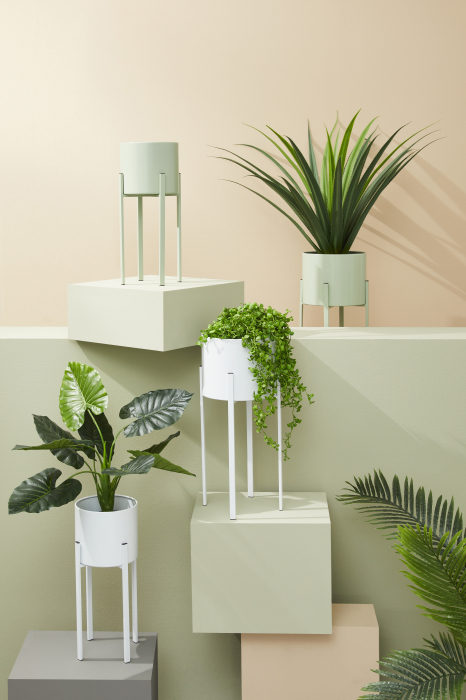 Set 2 ghivece Ester, Otel, Verde deschis, 28/23x65/55 cm [2]