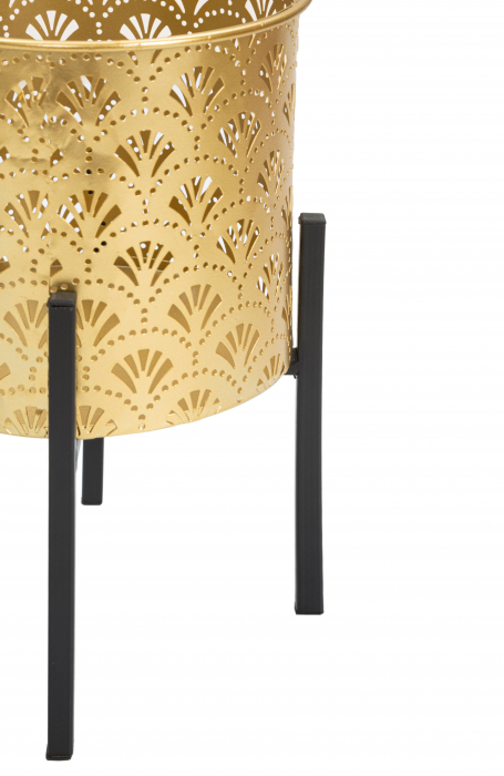 Set 2 ghivece Glissy, Fier, Auriu/Negru, 38/28x21/19x21/19 cm [3]