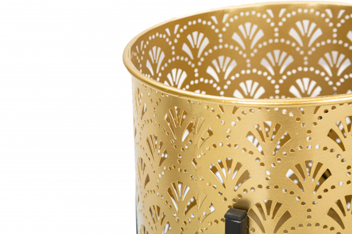 Set 2 ghivece Glissy, Fier, Auriu/Negru, 38/28x21/19x21/19 cm [2]