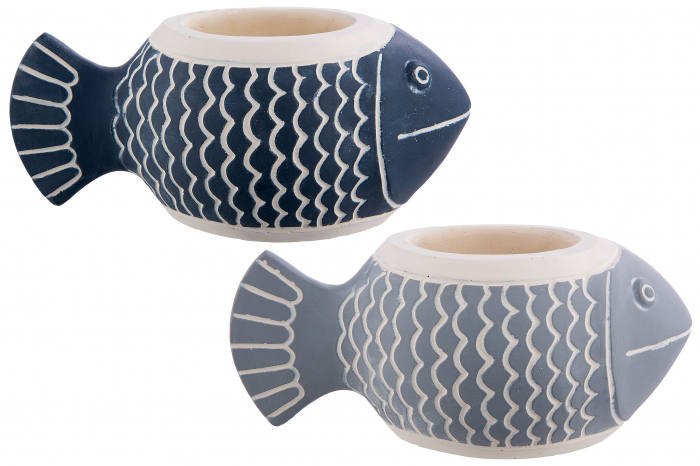 Set 2 ghivece peste Fabius, ciment, albastru/gri, 25x10x13 cm [2]