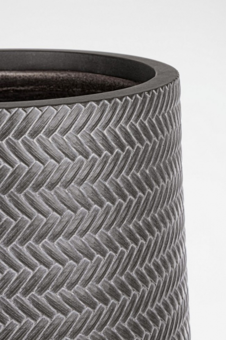 Set 2 ghivece Tressage, Fibra de sticla, Gri inchis, 34/47xx55/75 cm [3]