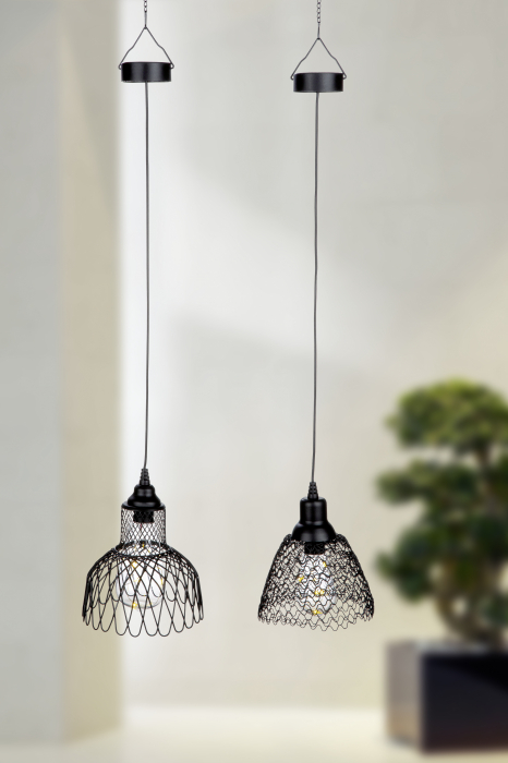 Set 2 lampi solare cu Led Mesh, metal, negru, 15×14.5 cm GILDE imagine noua elgreco.ro