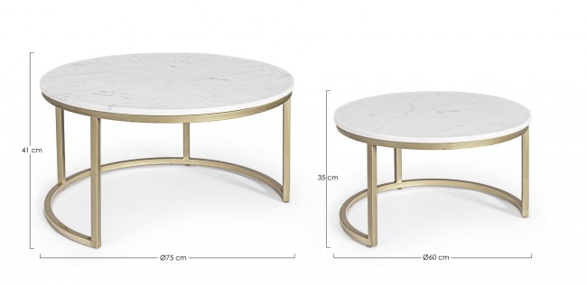 Set 2 masute cafea PHOENIX, marmura, alb, 75x41cm;60x35cm [2]