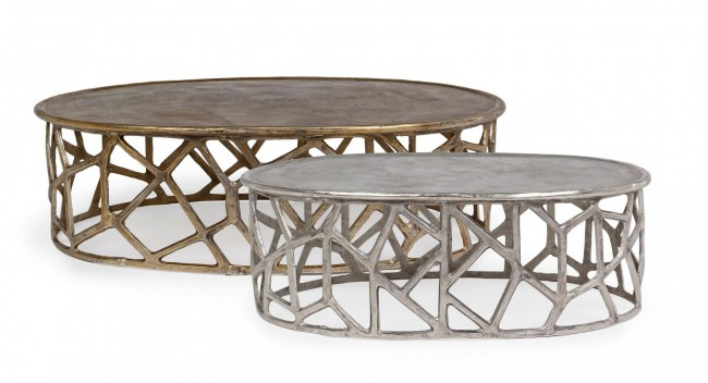 Set 2 masute Cafea Zahid, Metal, Argintiu, 105x67x33 [4]