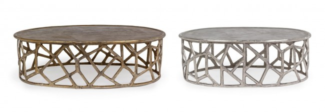Set 2 masute Cafea Zahid, Metal, Argintiu, 105x67x33 [3]