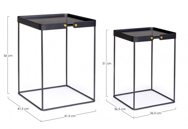 Set 2 masute de cafea Zeina, Otel, Negru, 36.5/41.5x36.5/41.5x51/56 cm [2]