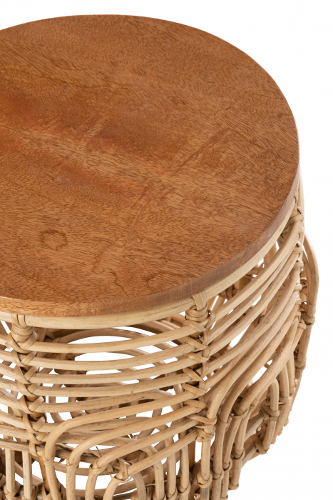 Set 2 masute Ellen cu spatiu de depozitare, Fibre naturale, Maro, 48x48x50-38X38X40 cm [4]