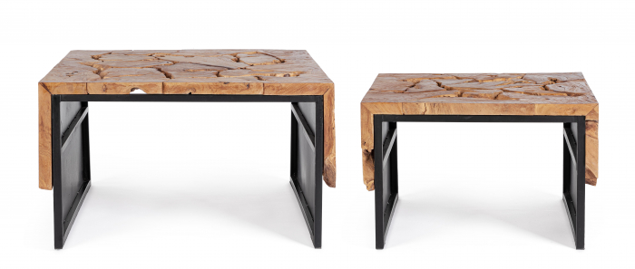 Set 2 masute Granada, Otel/Lemn, Maro/Negru, 60x60x38 cm [7]