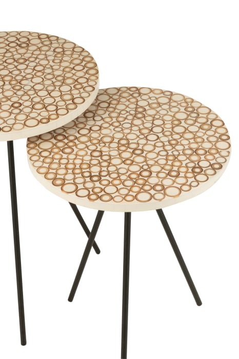 Set 2 masute laterale, Material sintetic, Bej, 38x38x58 [3]