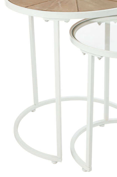 Set 2 masute laterale, Sticla, Alb , 50x50x56 [2]