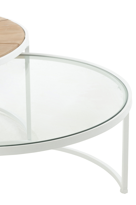 Set 2 masute laterale, Sticla, Alb , 91x91x41 [4]