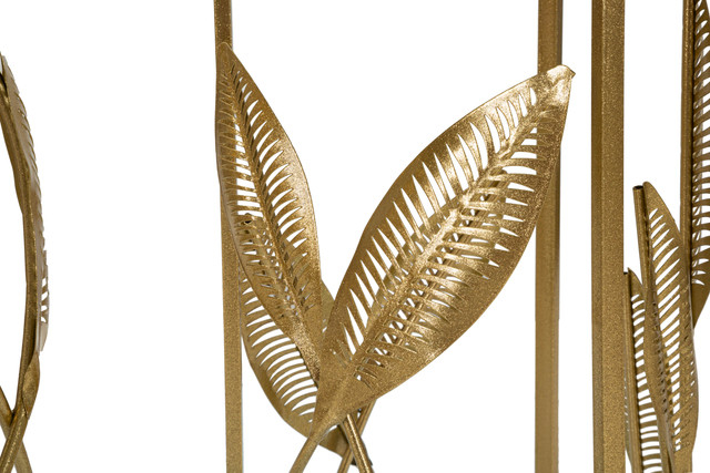 Set 2 masute Leaf, Fier/MDF/Oglinda, Auriu, 65.5/60.5x35/30x35/30 cm [4]