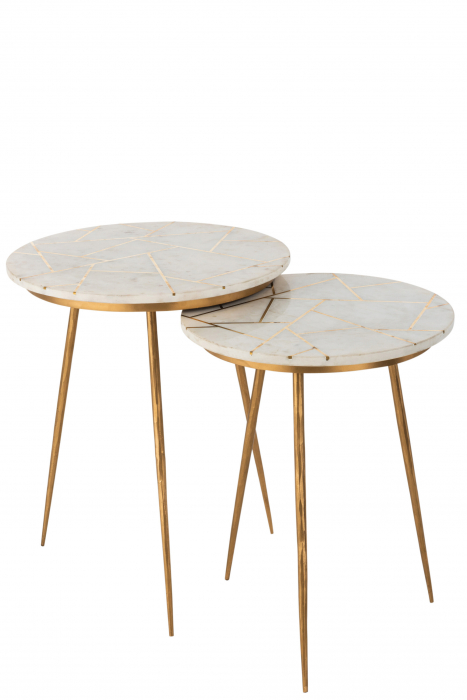 Set 2 masute Marble, Metal, Bej, 41x41x46 cm [5]