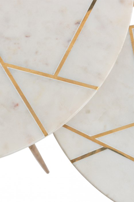 Set 2 masute Marble, Metal, Bej, 41x41x46 cm [7]