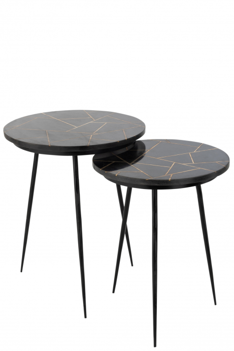Set 2 masute Marble, Metal, Negru, 41x41x46 cm [1]
