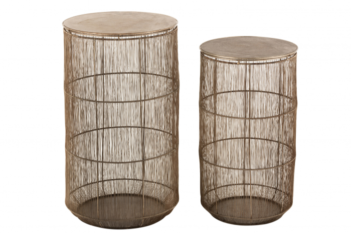 Set 2 masute, Metal, Auriu, 41x41x72 cm [5]