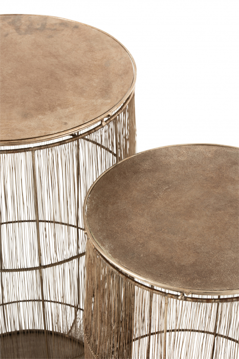 Set 2 masute, Metal, Auriu, 41x41x72 cm [4]