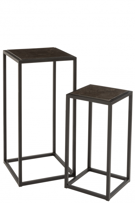 Set 2 masute, Metal, Negru, 39x39x81 cm