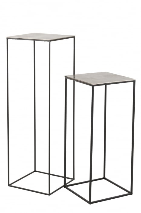 Set 2 masute Sidetables, Metal, Silver, 40x40x119 cm