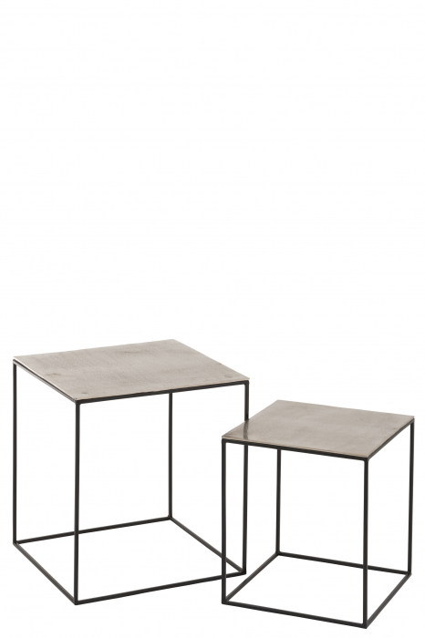 Set 2 masute Square, Metal, Silver, 50.5x50.5x55 cm [2]
