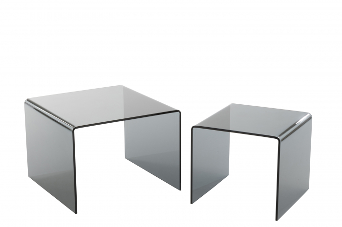 Set 2 masute Sticla, Sticla, Negru, 65x65x46.5 cm [3]