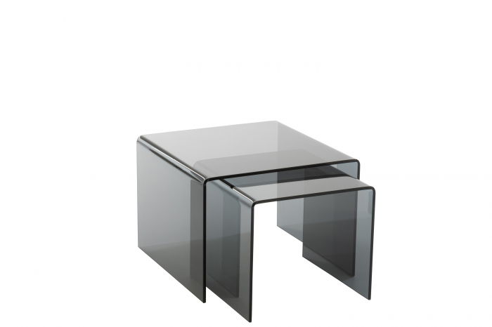 Set 2 masute Sticla, Sticla, Negru, 65x65x46.5 cm [2]