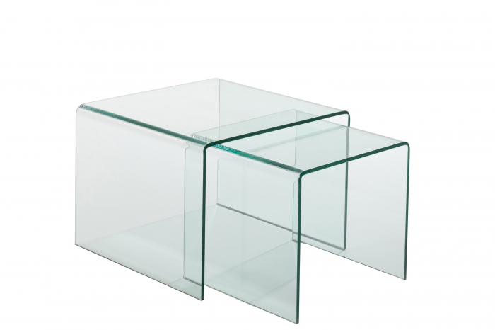 Set 2 masute, Sticla, Transparent, 65x65x48 cm [2]