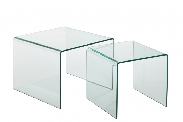 Set 2 masute, Sticla, Transparent, 65x65x48 cm