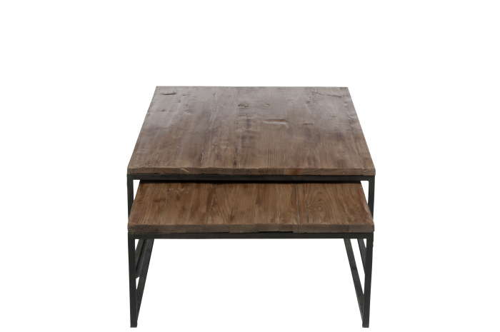 Set 2 masute Wood, Lemn/Metal, Maro/Negru, 120x80x38.5 cm [3]