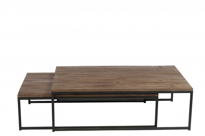 Set 2 masute Wood, Lemn/Metal, Maro/Negru, 120x80x38.5 cm [2]