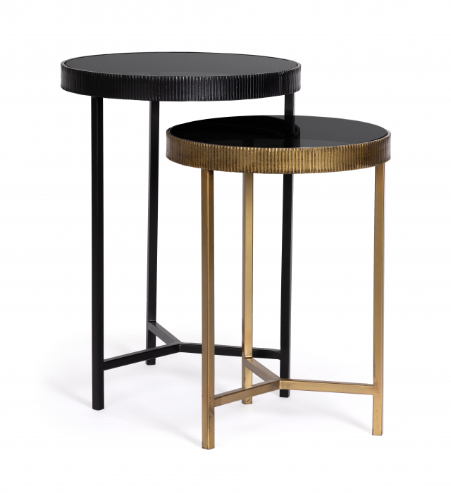 Set 2 masute Yamir, Otel/Sticla, Auriu/Negru, 35x48x48 cm [5]