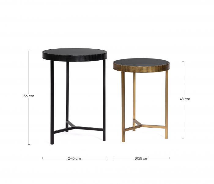 Set 2 masute Yamir, Otel/Sticla, Auriu/Negru, 35x48x48 cm [7]