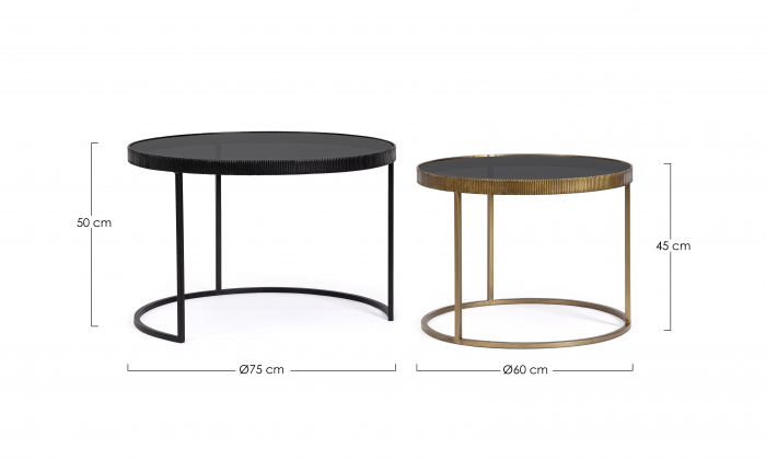 Set 2 masute Yamir, Otel/Sticla, Auriu/Negru, 60x45x45 cm [3]