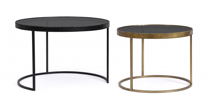 Set 2 masute Yamir, Otel/Sticla, Auriu/Negru, 60x45x45 cm [2]