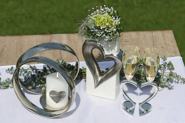Set 2 pahare sampanie Love, metal/sticla, argintiu, 5x26 cm [5]