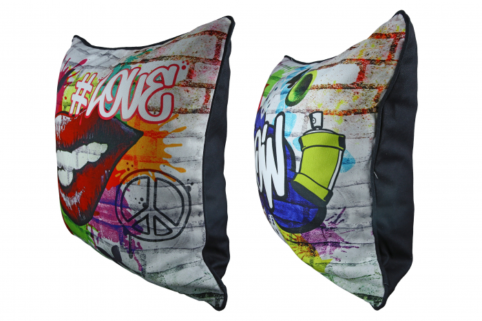 Set 2 pernite Street Art, Panza, Multicolor, 45x45 cm [3]