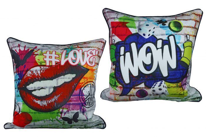Set 2 pernite Street Art, Panza, Multicolor, 45x45 cm [6]